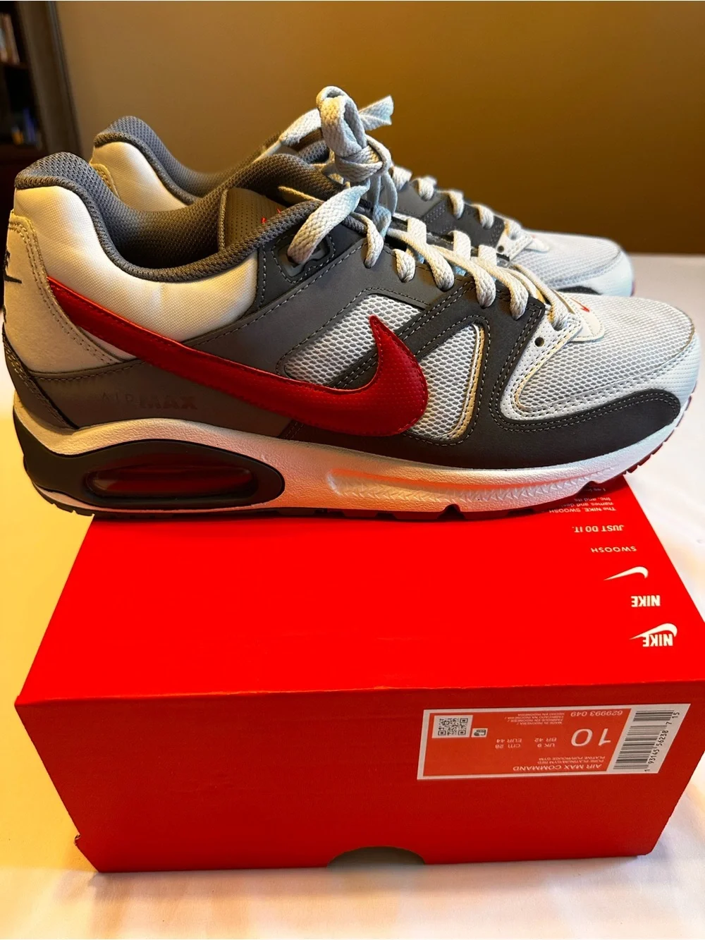 Nike Air Max Command Men’s Grey/White/Red Size 10  Box Without Lid .